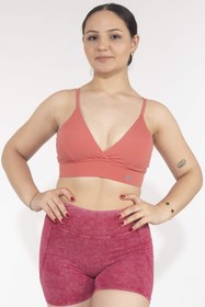 Resim Dikişli Dekolteli Clay Red Sporcu Bra 