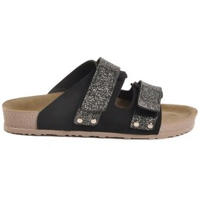 Resim Aspor Siyah Simli Cırtlı Kadın Düz Terlik Çok Renkli 