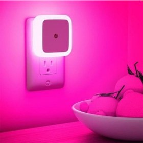 Resim Fotoselli Led Gece Lambası, Pembe Renk Sensörlü Gece Lambası, 1 Watt Pembe Renk Led Gece Lambası Pembe 