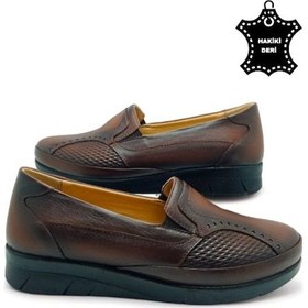 Resim Kadın Taba Hakiki Deri Içi Deri Comfort Tam Ortopedik Anne Ayakka Taba-kemik Taba 