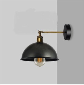 Resim Riolight Retro3,vintage3,rustik3 Siyah 1xe27 Eskitme Duylu Masallı Tekli Duvar Aplik Şapka Çap:23cm Eskitme Siyah 