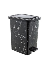 Resim Güvenlipazar Plastik Slim Pedallı Çöp Kovası Siyah Mermer 25 L Siyah Mermer 