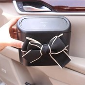 Resim So Iconic 1 Adet Siyah-Bej Fiyonklu Araç İçi Çöp Kutusu / Araba için Aksesuar 