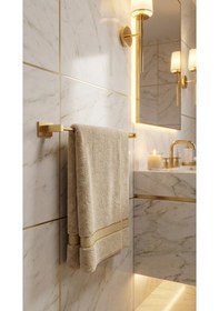 Resim Premium Gold Alüminyum Büyük Havlu Askısı Yapışkanlı Altın 