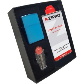 Resim Zippo Çakmak Parlak Sapphire Benzin Taş Set DU10-20446 
