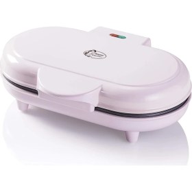 Resim Çift Kalp Waffle Makinesi, 1000W, Yapışmaz Kaplama, Pembe Renk, Tatlı Anlar Için 