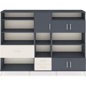 Resim Arges Dolap 13 Raflı 3 Çekmeceli 5 Kapaklı 220x30x163 Antrasit-antrasit/aytaşı Antrasıt/aytası - Antrasıt 