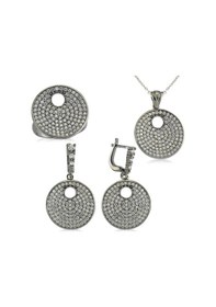Resim Gümüş Zirkon Taşlı Yuvarlak Kadın Set (510776344) 