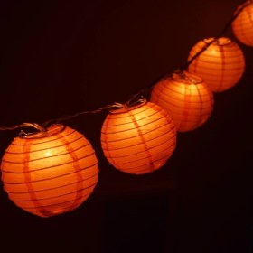 Resim Raftan Topla Dekoratif Çin Feneri – Kağıt Lamba - Turuncu 
