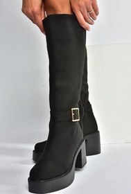 Resim fox SHOES V726454109 Kalın Topuklu Klasik Kadın Çizme 