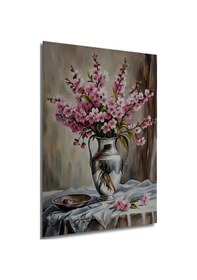 Resim Baharın Zarafeti Işıltılı Vazo Sulu Boya Görünümlü Ahşap Ev,antre,salon,mutfak,Yatak Odası Tablo--- 60 X 90 