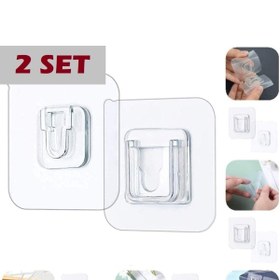 Resim Neler Geldi Neler 2 Li Set Çift Taraflı Yapışkanlı Geçmeli Klips Eşya Sabitleme Askısı Şeffaf Duvar Kancası 