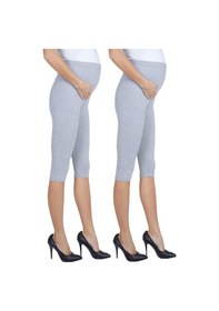 Resim Luvmabelly Myra8003 8010 Beli Ayarlanabilir Hamile Kapri Tayt Seti-gri - Gri 