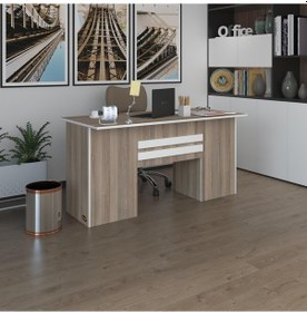 Resim Kenzlife Ofis Masası Pat Morita Crd 75 170 60 Kilitli Kapaklı Dolap Çiftli Şeritli Bilgisayar Çalışma Masası 