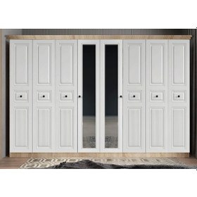 Resim Sementa Membran 8 Kapaklı Gardırop Montaj Dahil Meşe-byz 320 Cm 