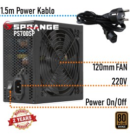 Resim SPRANGE PS700-80P 700 Watt 80 Plus Bronze Power Supply 