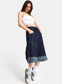 Resim Kadın İndigo Selvedge 7s6-50 Baggy Fit Maxi Boy Özel Tasarım Denim Bermuda Şort - indigo / 38 