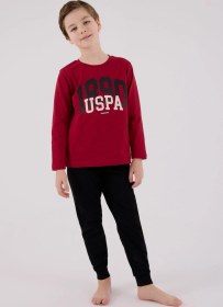 Resim U.s. Polo Assn. Erkek Çocuk Uzun Kol Pijama Takım Bordo-1778 Bordo 