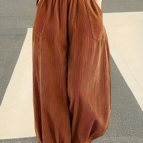 Resim Kadınlar İçin Şık Düz Paça Pantolon - Yan Cepli, İç Göstermeyen Pantolon, Tüm Sezon Günlük & Resmi Kombinler - Kolay Ütülenebilir Şık Kadın Pantolonu 