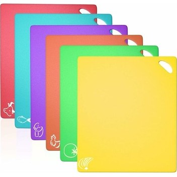 Kesme Tahtaları, 4'lü Paket Tutuculu Kesme Tahtası, Plastik Kesme Tahtası Seti, Saplı Kaymaz Doğrama Tahtası, Et Sebzeleri İçin Kahvaltı Tahtası