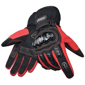 Resim Kırmızı Erkekler İçin Motosiklet Eldivenleri Kış Dokunmatik Ekran Motosiklet Eldivenleri Su Geçirmez Sıcak Rüzgar Geçirmez Koruyucu Eldiveni 