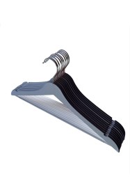 Resim Ahşap Görünümlü Plastik Askı, Elbise Askısı, Gömlek-tişört Askısı Siyah, 20 Adet, 44 cm 