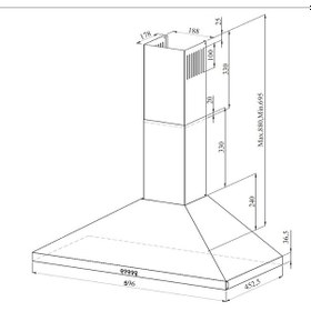 Resim GL General GLD-003S 60 CM Siyah Cam Ankastre Davlumbaz 