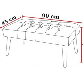 Resim Azra Mobilya Acı Kahve Deri Kapitone Bank Bench Oturma Pufu Modern Salon Antre Puf Ayakkabılık Önü Koltuk 90 45 Kahverengi 