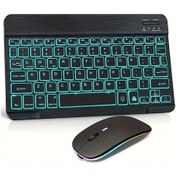 Resim Honeybeeshop Ultra İnce Siyah Rgb Kablosuz Klavye Ve Fare Seti İpad Uyumlu İphone Uyumlu Android Windows Tablet İçin Diğer 