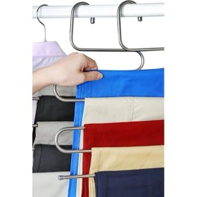 Resim Parmeva 5 Katlı Pantolon Askısı Metal Yapı ile 6 Parçalı Desensiz Tasarım 