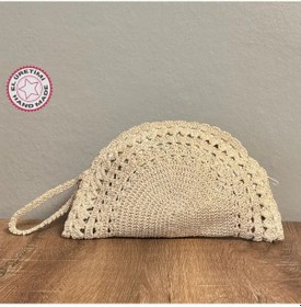 Resim Uretti - Sefa 4419 - El Yapımı Makrome İp Clutch Çanta - Bej Bej 
