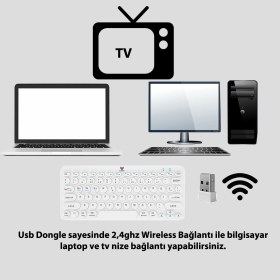 Resim Blueforce BT-K95 Bluetooth Bağlantılı Taşınabilir Slim Klavye Beyaz Telefon Tablet Mac Uyumlu 