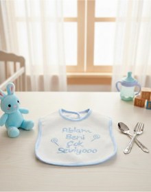 Resim Babix Ablam Beni Çok Seviyoo Yazılı Mama Önlüğü Mavi 