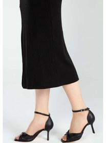 Resim Tamer Tanca Kadın Hakiki Deri Siyah Deri Topuklu Sandalet 923 580 Bn Sndlt Y23 Sıyah Dr Siyah 