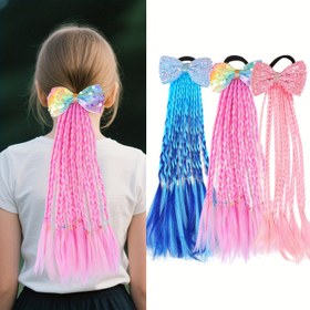 Resim 1 adet 12-İplikli Parıltılı Yay Saç Bağları Kızlar İçin - Bohem Tarzı Gökkuşağı ve Pastel Ponytails, Dayanıklı Polyester Saç Aksesuarları Plaj, Partiler, Seyahat, Plaj Saç Aksesuarları, Parti Saç Aksesuarları, Canlı Saç Parçası, Parıltılı Dokulu 