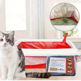 Resim 10 Adetlik WhiskerWonders Yıkanabilir Tekrar Kullanılabilir Kedi Kumu Filtre Torbaları, Kolay Temizlik İçin Plastik Kedi Kumu Tutucu Astarları, Kediler İçin Şarj Edilemeyen Evcil Hayvan Kumu Eleme Torbaları 