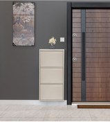 Resim Kaser 3'Lü Krem Metal Ayakkabılık 