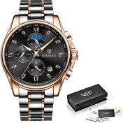 Resim Hanyang Gül Altın Siyah S Lıge Moda Erkek Saatler Top Marka Lüks Iş Erkek Izle Erkekler Için Paslanmaz Çelik Su Geçirmez Kuvars Saat Relogio Masculino (Yurt Dışından) 