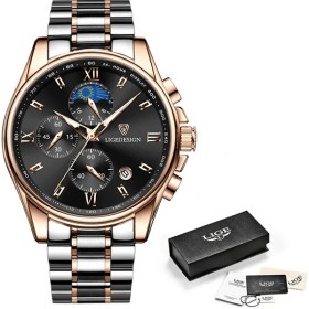 Resim Hanyang Gül Altın Siyah S Lıge Moda Erkek Saatler Top Marka Lüks Iş Erkek Izle Erkekler Için Paslanmaz Çelik Su Geçirmez Kuvars Saat Relogio Masculino (Yurt Dışından) 