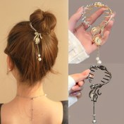 Resim Vintage Lüks Püskül At Kuyruğu Toka Klipsi, Sahte İnci Tasarımlı Rhinestone Metal Toka, Kadınlar İçin Saç Aksesuarları 