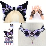 Resim 3pcs Sanrio Kuromi Princess Costume Set - Elegant Cartoon Headband And Bow Tie, Perfect for Birthdays, Christmas, Halloween, And Party Decorations, Sure to Dazzle Everyone. 