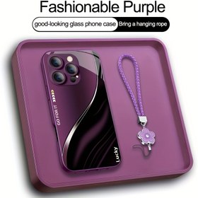 Resim Pink, Siyah, Mor, Kırmızı, Mavi Şanslı Dalgalı Gradyan Desenli Metalik Boya Cam Telefon Kılıfı iPhone X/XR/11/12/13/14/15/16 Serisi için 