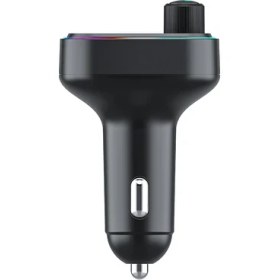 Resim Wiwu WI-QC031 Rgb Bluetooth Transmitter Mp3 Type-C ve Usb-A Araç Şarjı Siyah 