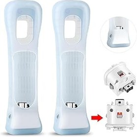 Resim XiQiDianr Nintendo Wii Uzaktan Kumanda için 2 Motion Plus Ek ve 2 Silikon Kılıf, Wii Motion Plus Adaptör Sensörü Hızlandırıcı Değiştirme (Beyaz) 