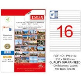 Resim Tanex Tw-2163 210X16.38MMx100Ad. Lazer Yazıcı Etiketi 