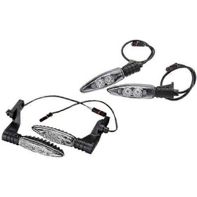 Resim Bmw R1200gs, S1000rr, F800gs Motosikletleri İçin E-mark Sertifikalı Su Geçirmez Led Dönüş Sinyal Lambaları Ön Siyah 