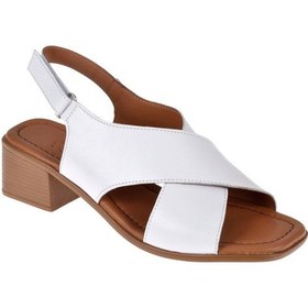 Resim Pullman Hakiki Deri Alçak Topuk Kadın Sandalet Mx 1002 Beyaz Beyaz 