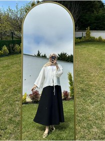 Resim SAMSA önü bağlamalı 2 bağcıklı kimono gömlek modern tesettür şık yeni sezon etek üstü kimono 