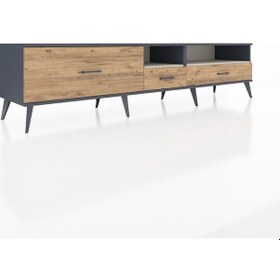 Resim Hyperion Tv Ünitesi 2 Raflı 3 Çekmeceli 220x44x51 Antrasit-aytaşı/çam Aytası/atlas Çam - Antrasıt 