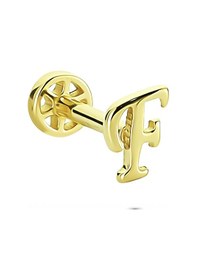 Resim Glorria Altın F Harfi Tragus Piercing Sarı 